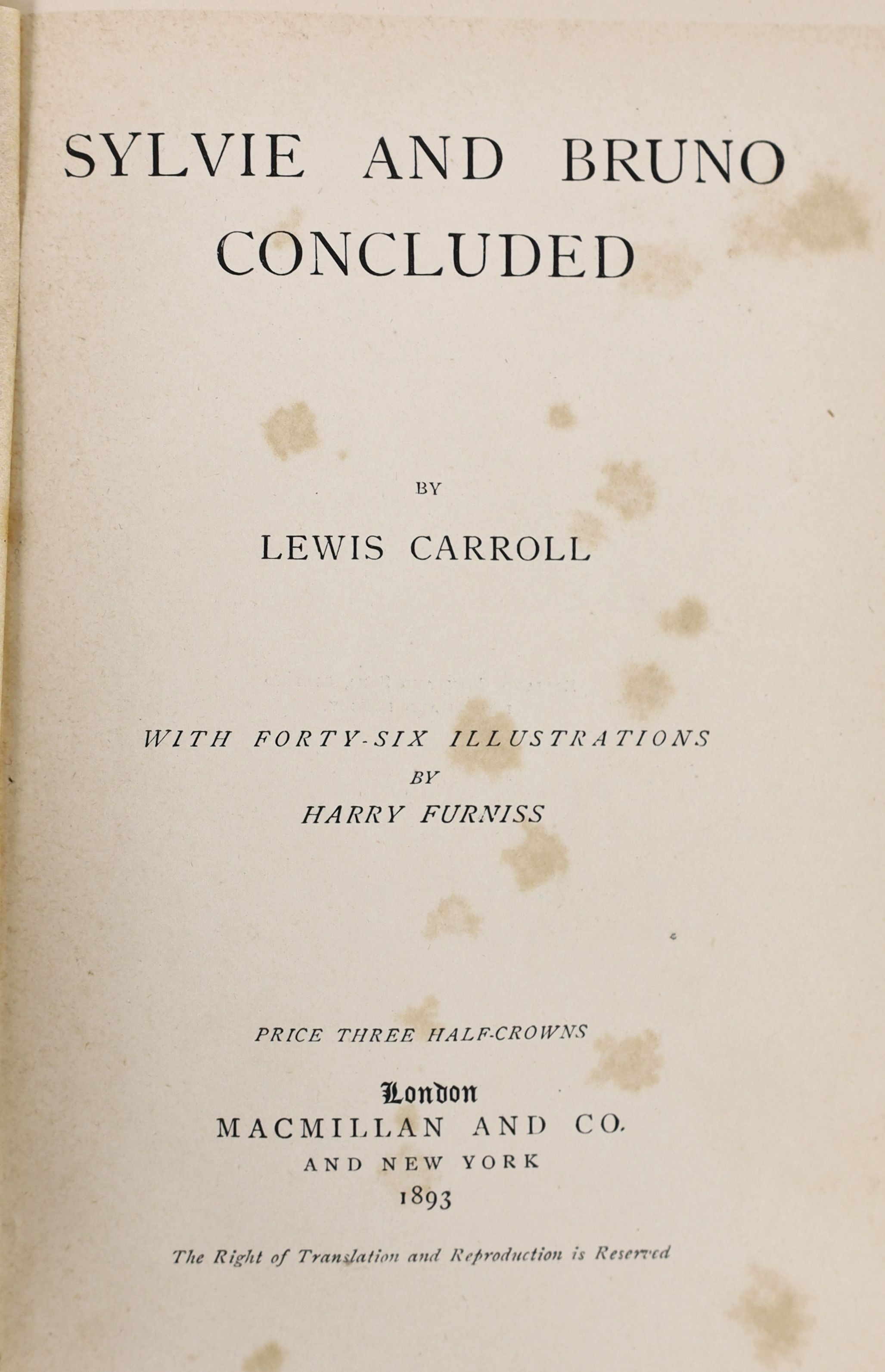 Dodgson, Charles Lutwidge (‘’Lewis Carroll’’) - Sylvie and Bruno Concluded, 1st edition, illustrated by Harry Furniss, advertisements at end, 8vo, original red cloth gilt, all edges gilt, half title inscribed, ‘’Mrs Fall